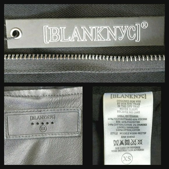 Blank NYC Asymmetrical Zipper Draped Black Moto Jacket Vegan Leather XS - Picture 9 of 9